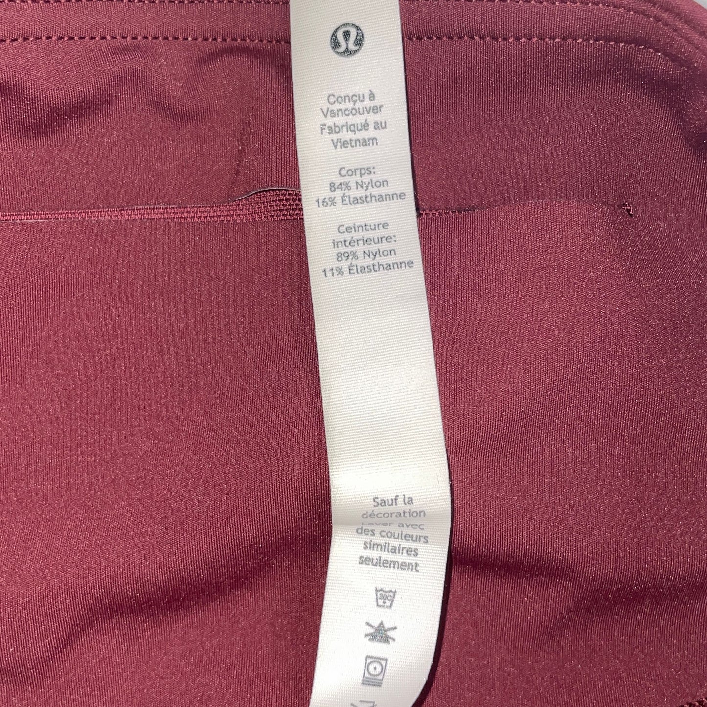 Lululemon Base Pace High Rise Legging Burgandy, Size 2