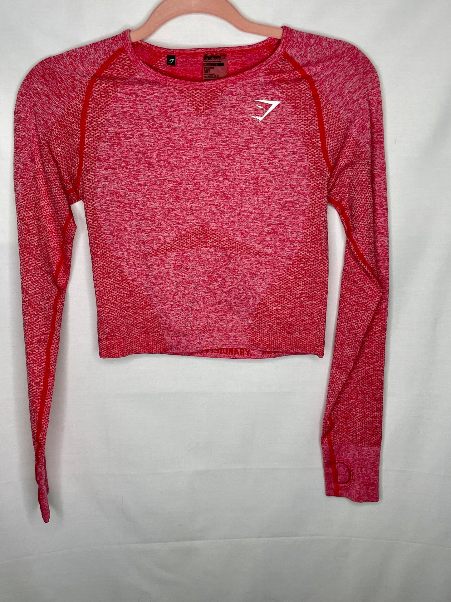 Gymshark Women's Size Small Vital Seamless Crop Long Sleeve Top Hot Pink Red - Size M