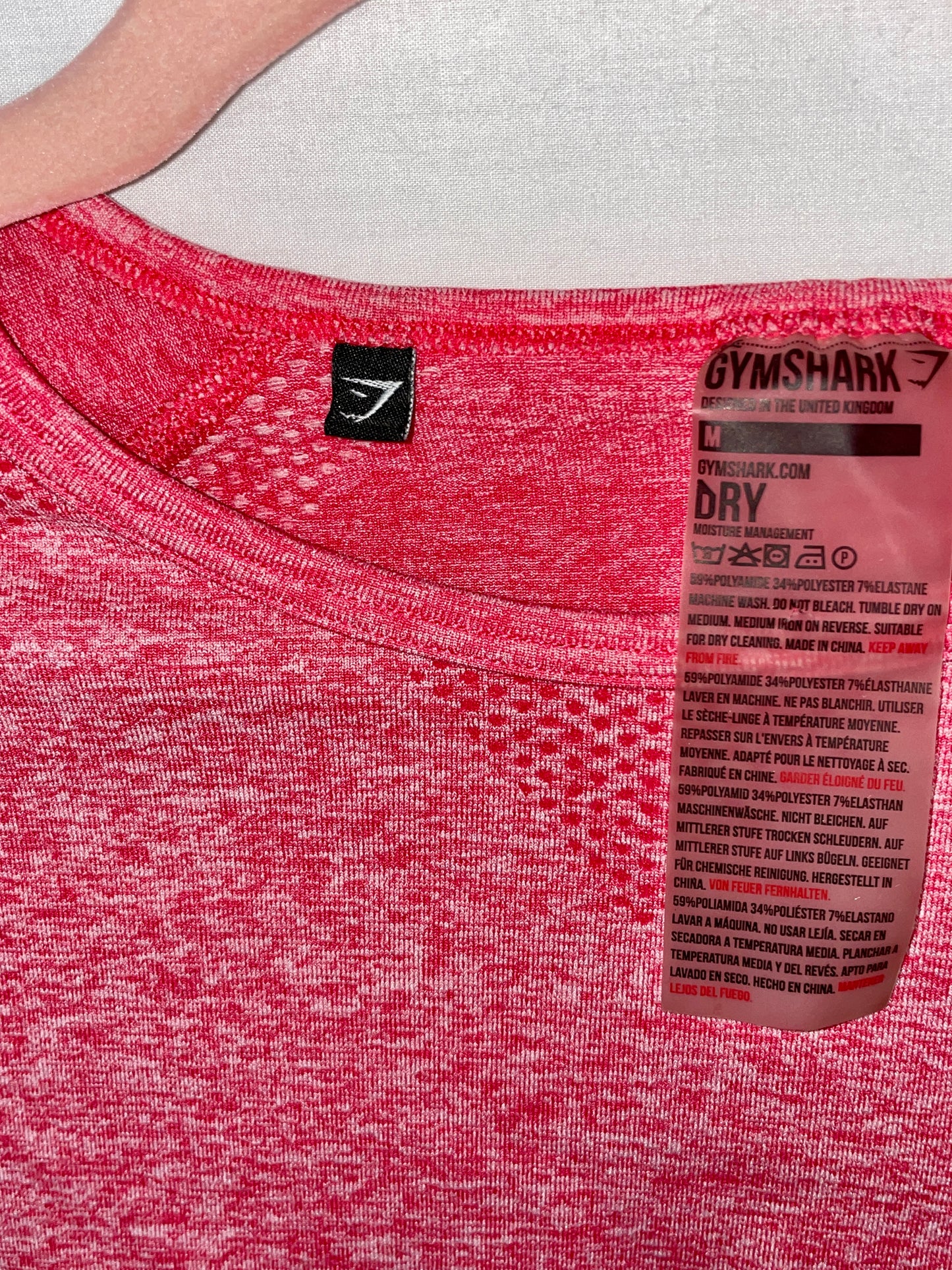 Gymshark Women's Size Small Vital Seamless Crop Long Sleeve Top Hot Pink Red - Size M