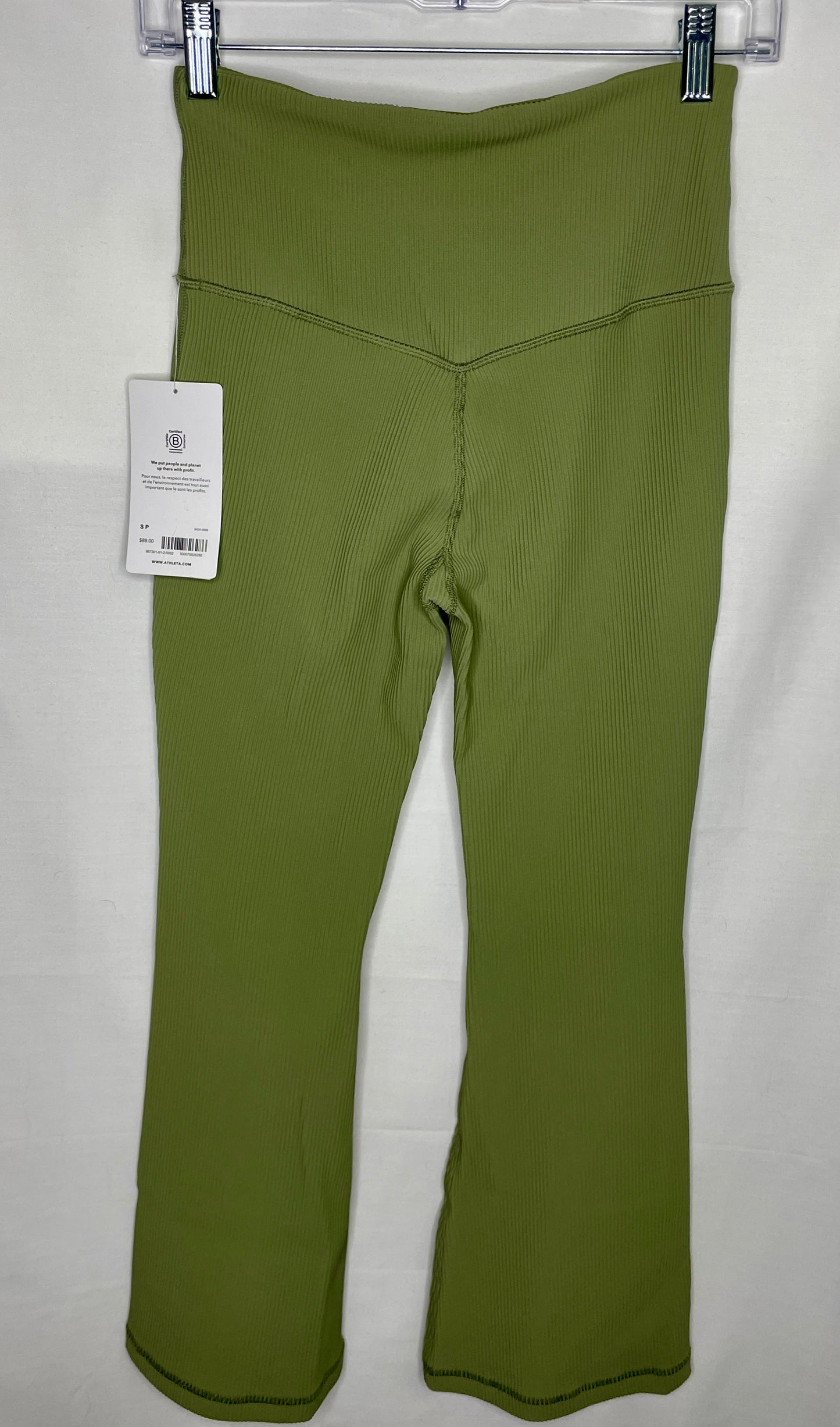 NWT ATHLETA Women's Elation Rib Crop Flare Pants Green - Size XS