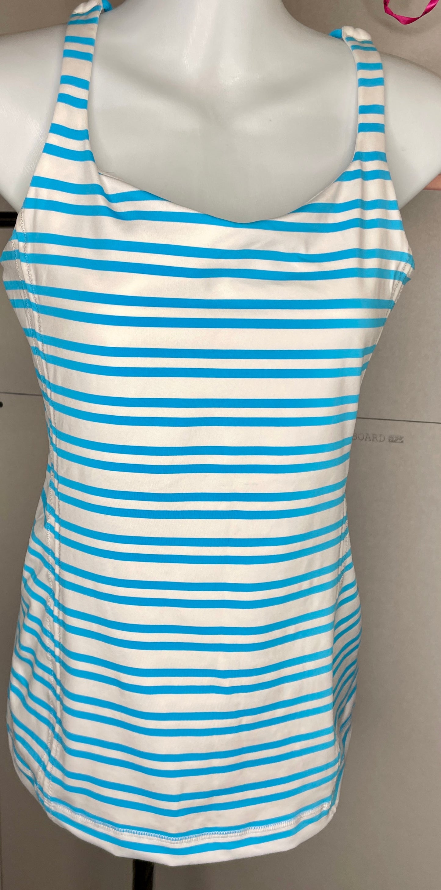 Lululemon Free To Be Blue White Striped Racerback Tank - Size M