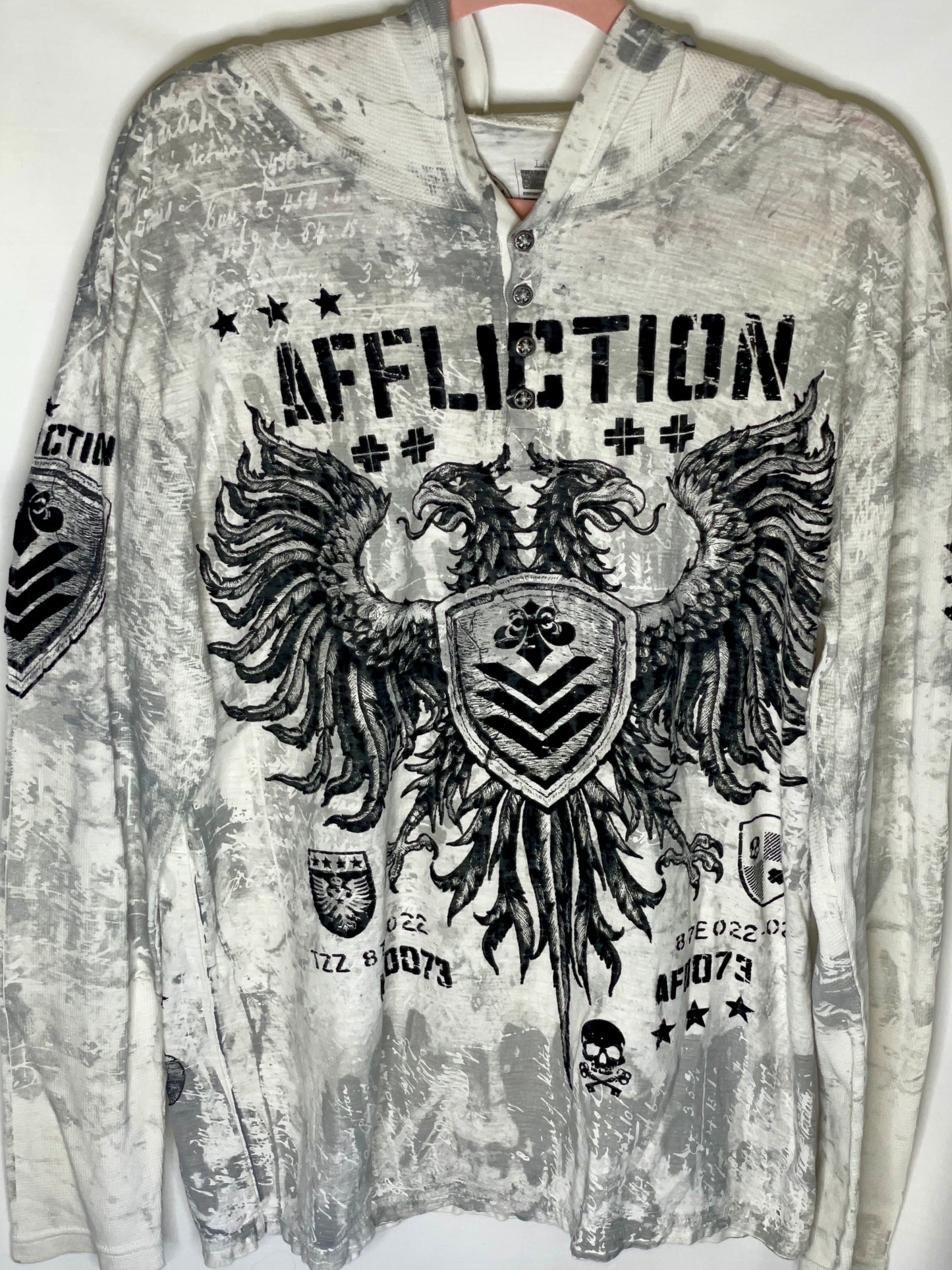 Affliction Men's Y2K 2000s Cyber Grunge Hoodie - Size L