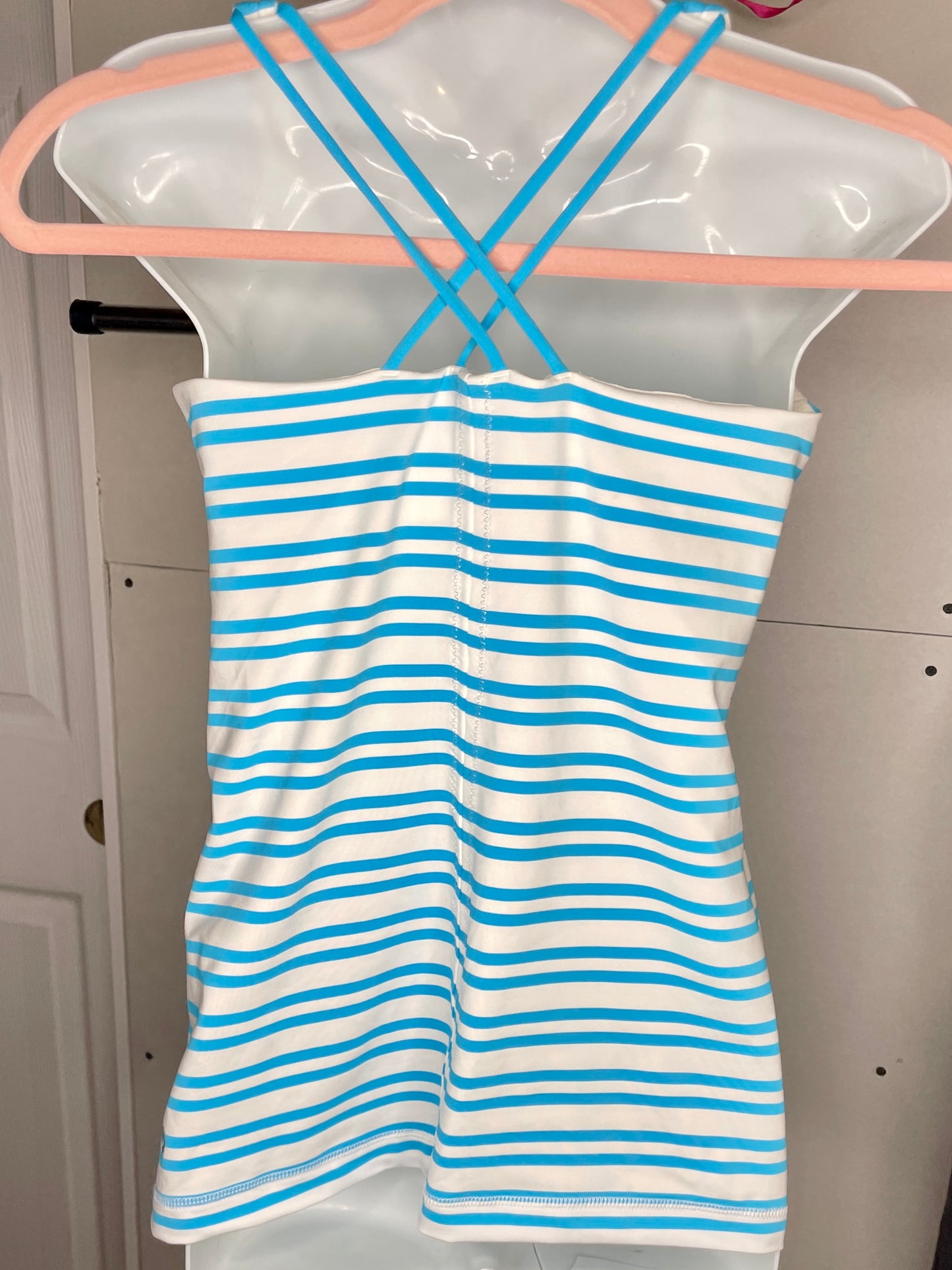 Lululemon Free To Be Blue White Striped Racerback Tank - Size M
