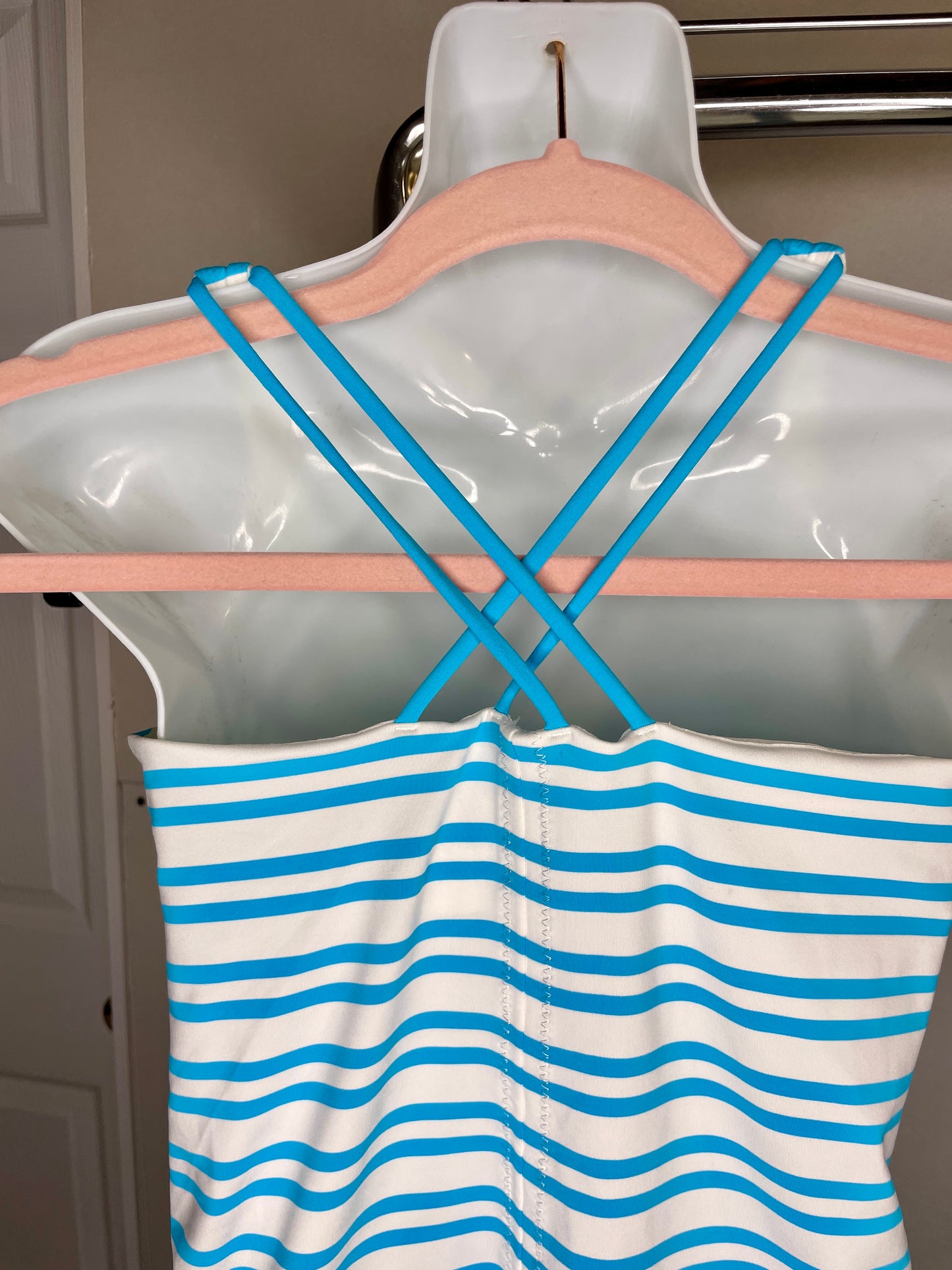 Lululemon Free To Be Blue White Striped Racerback Tank - Size M