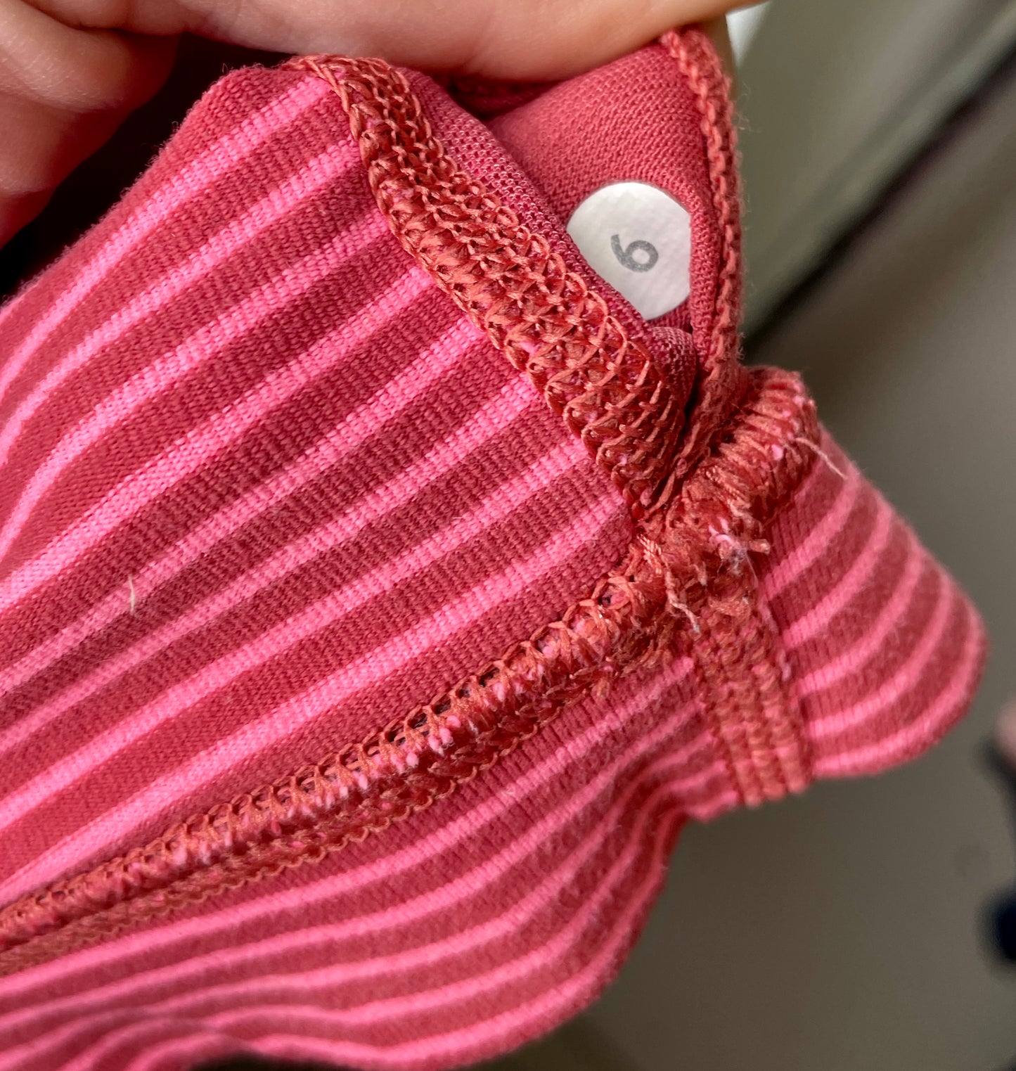 Lululemon Striped Pink Spaghetti Strap Racerback Sports Bra - Size 6