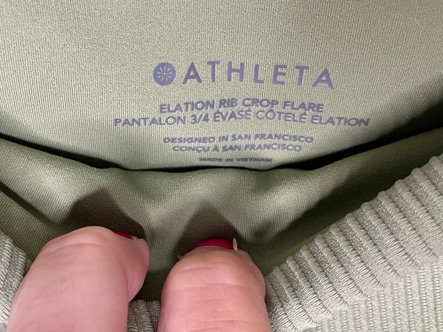 NWT ATHLETA Women's Elation Rib Crop Flare Pants Green - Size XS