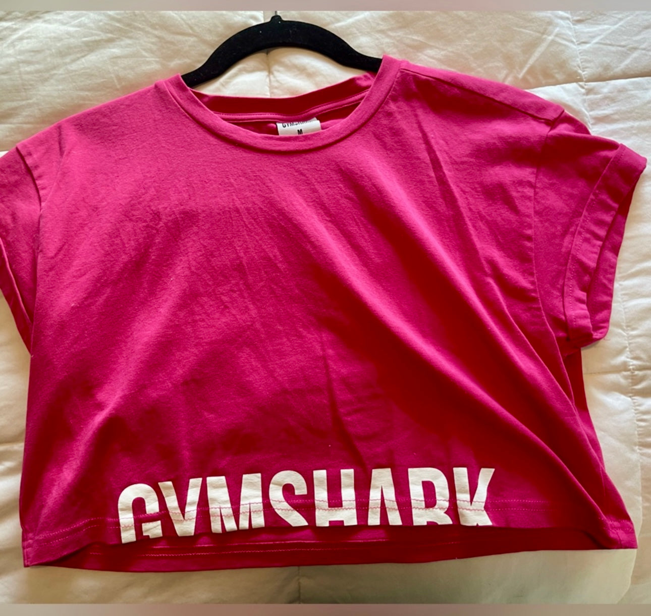 Gymshark Women's White and Pink Crop-top - Size L