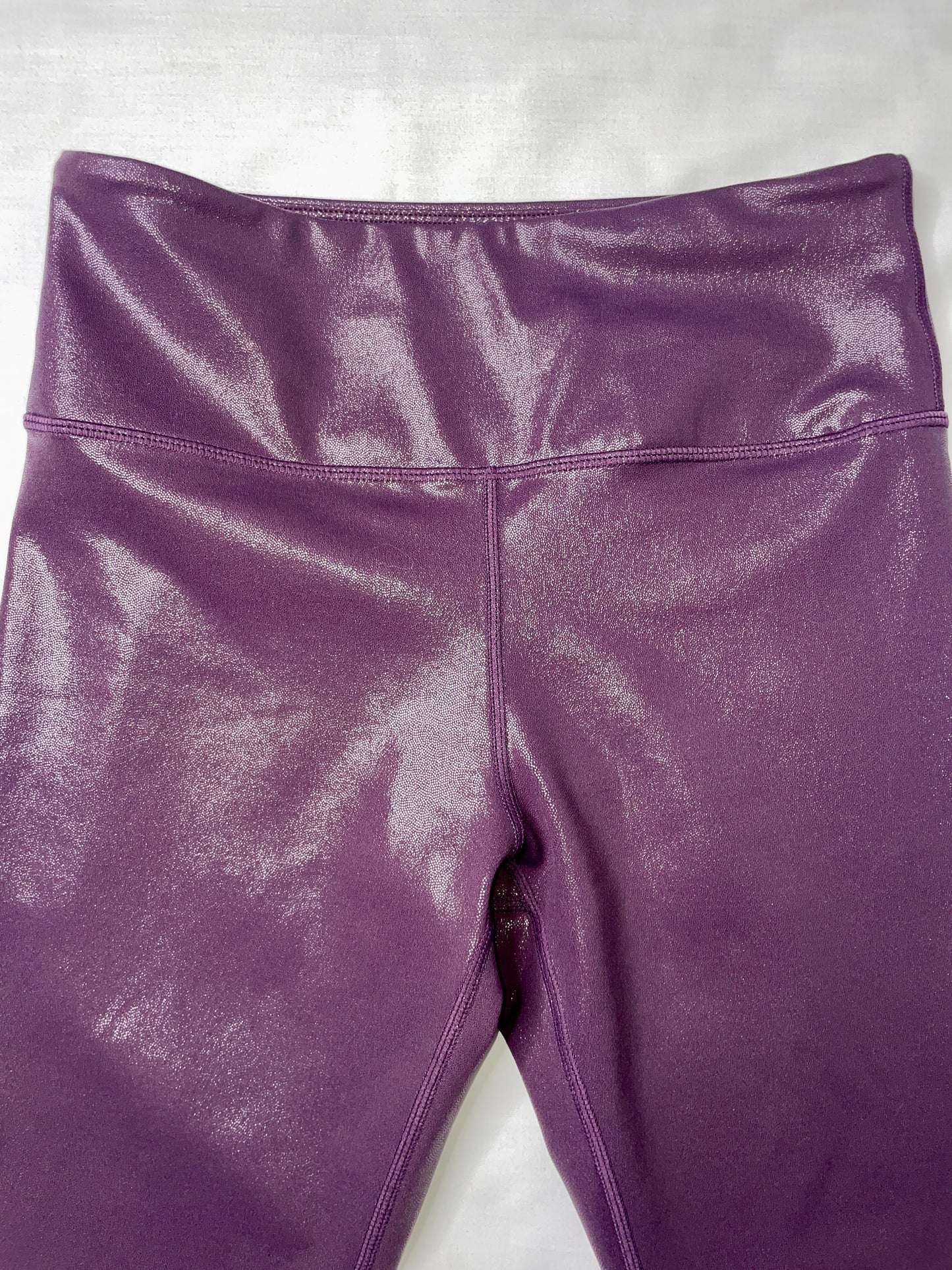 ZYIA Active Women's Metallic Plum High-Rise Crop Workout Light n Tight Leggings - Size 6-8