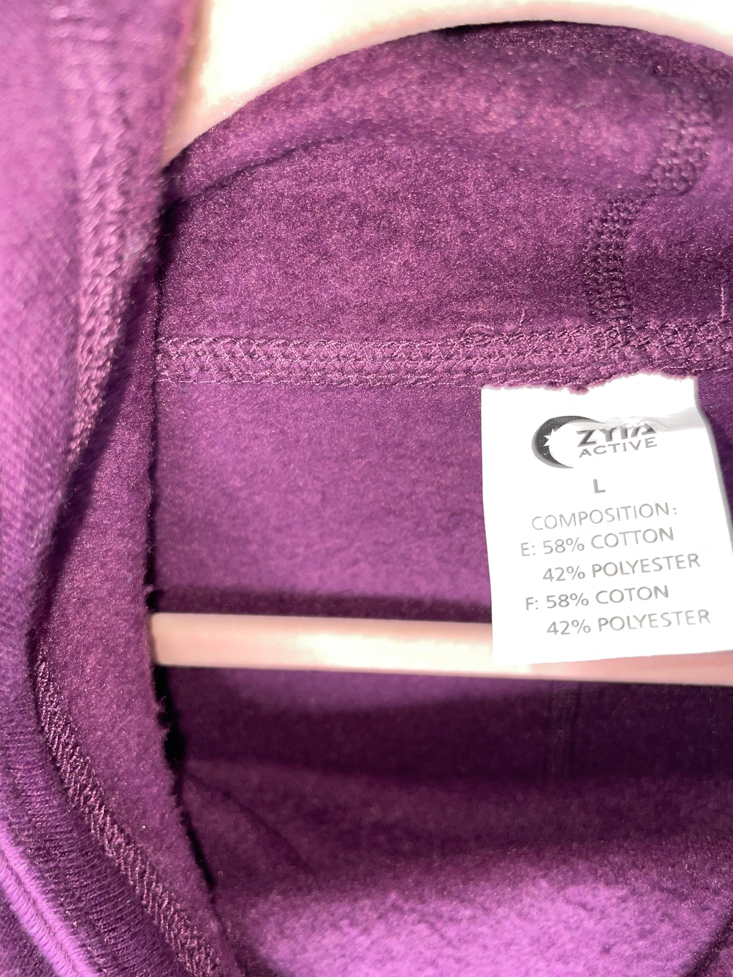ZYIA Active Women’s Oh So Soft Cowl Neck Hoodie Sweatshirt Plum - Size L