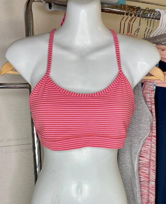 Lululemon Striped Pink Spaghetti Strap Racerback Sports Bra - Size 6