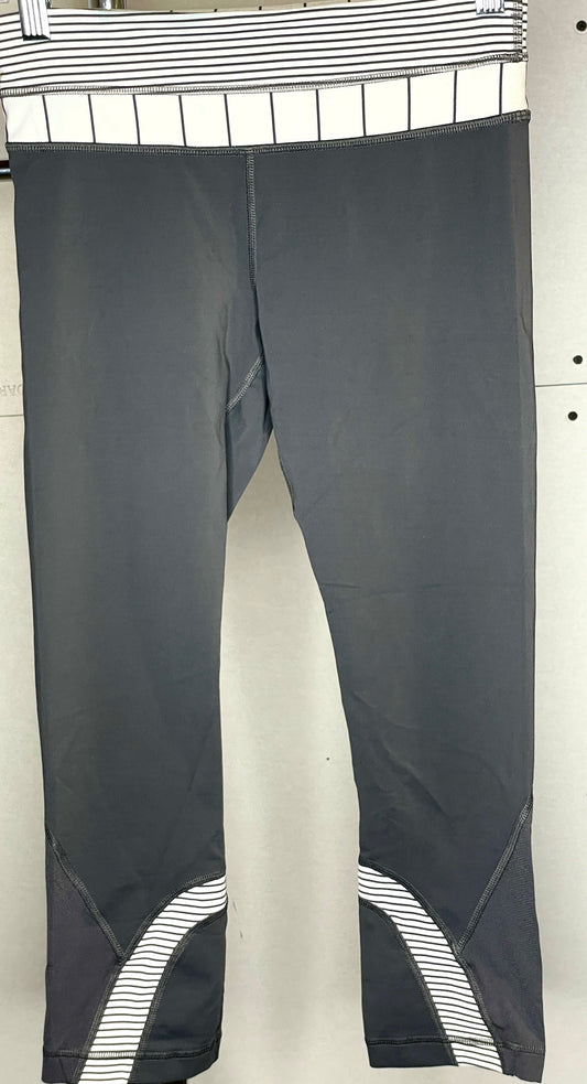 Lululemon Run Inspire Crop II Gray Classic Stripe Leggings - Size 8
