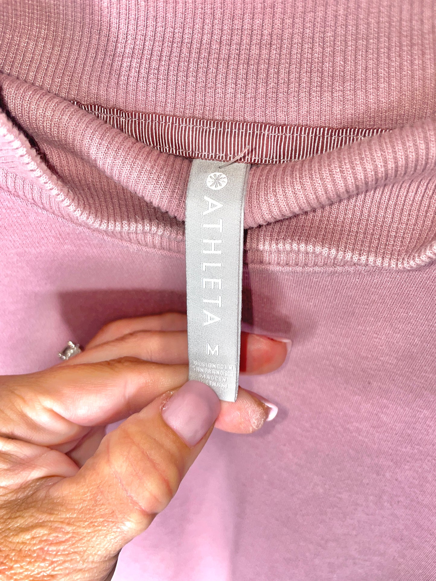ATHLETA Cozy Karma Side Zip Funnel Neck Dogwood Mauve Size M