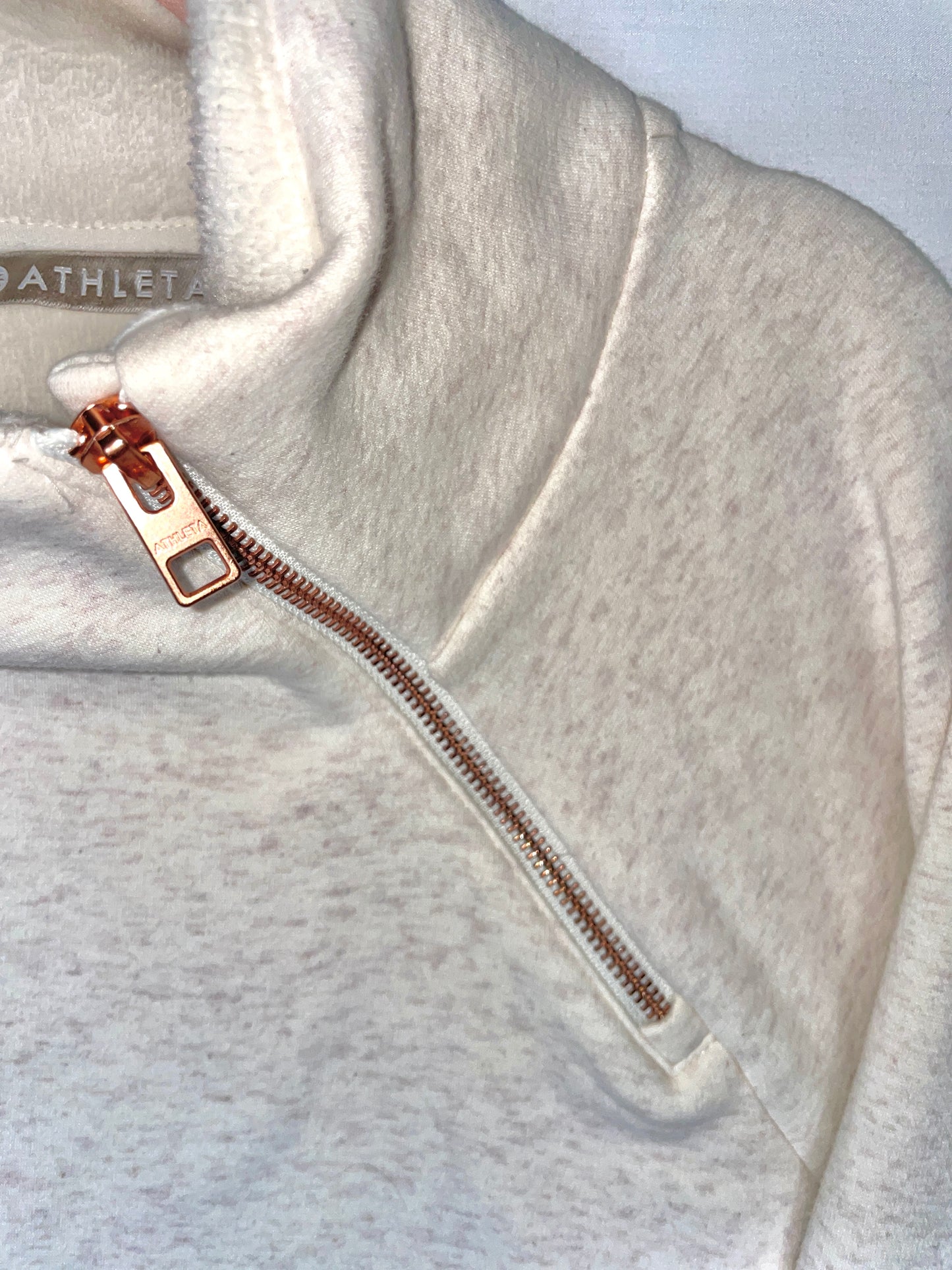 ATHLETA Cozy Karma Twist Neck Pullover Sweatshirt Rose Gold Size M