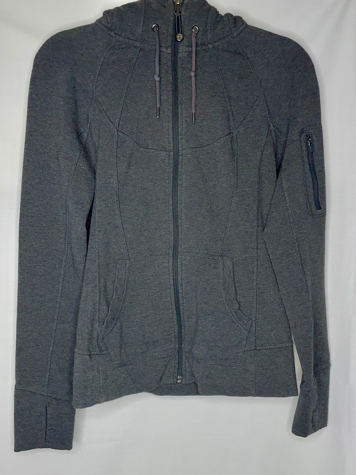 ATHLETA Polyester Cotton Full Zip Athletic Fit Hoodie Jacket Grey - Size S