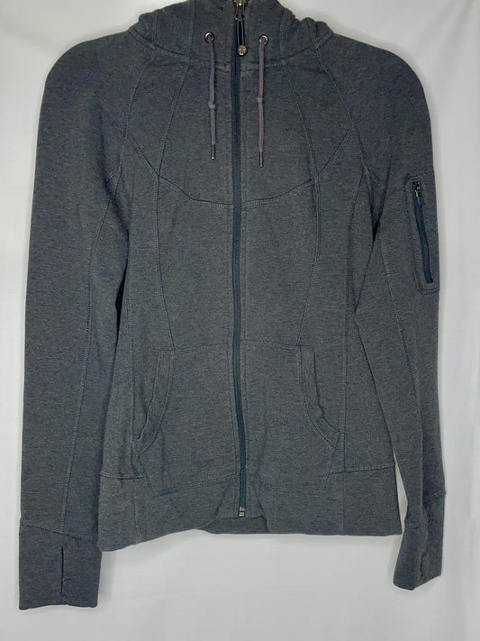 ATHLETA Polyester Cotton Full Zip Athletic Fit Hoodie Jacket Grey - Size S