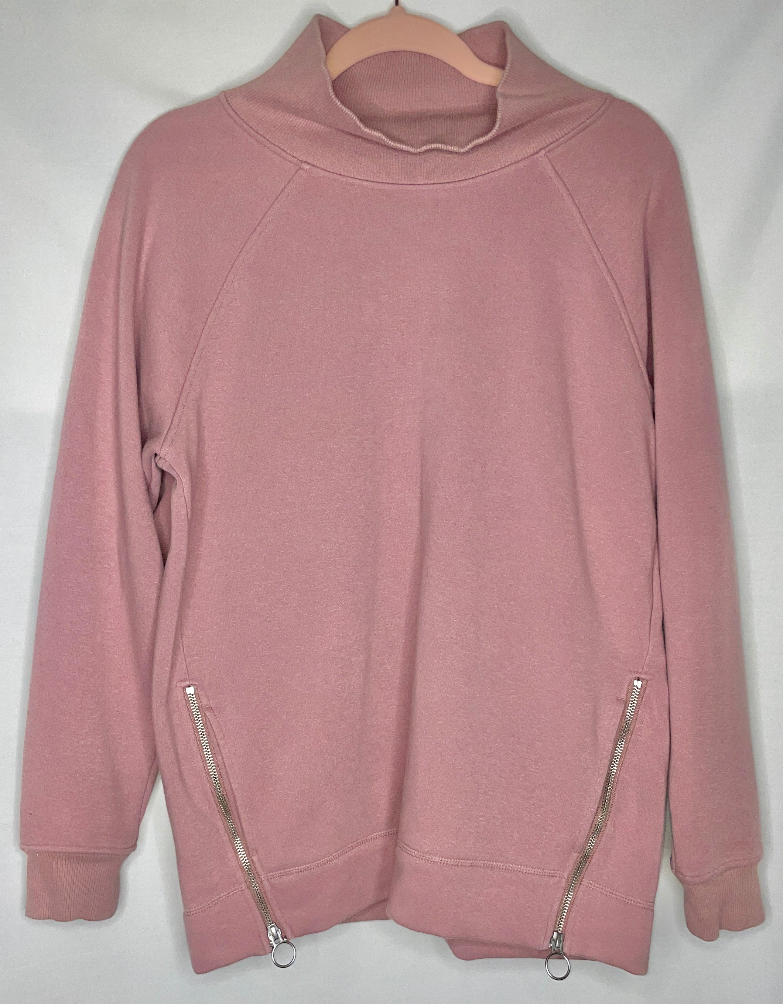 ATHLETA Cozy Karma Side Zip Funnel Neck Dogwood Mauve Size M Threadology