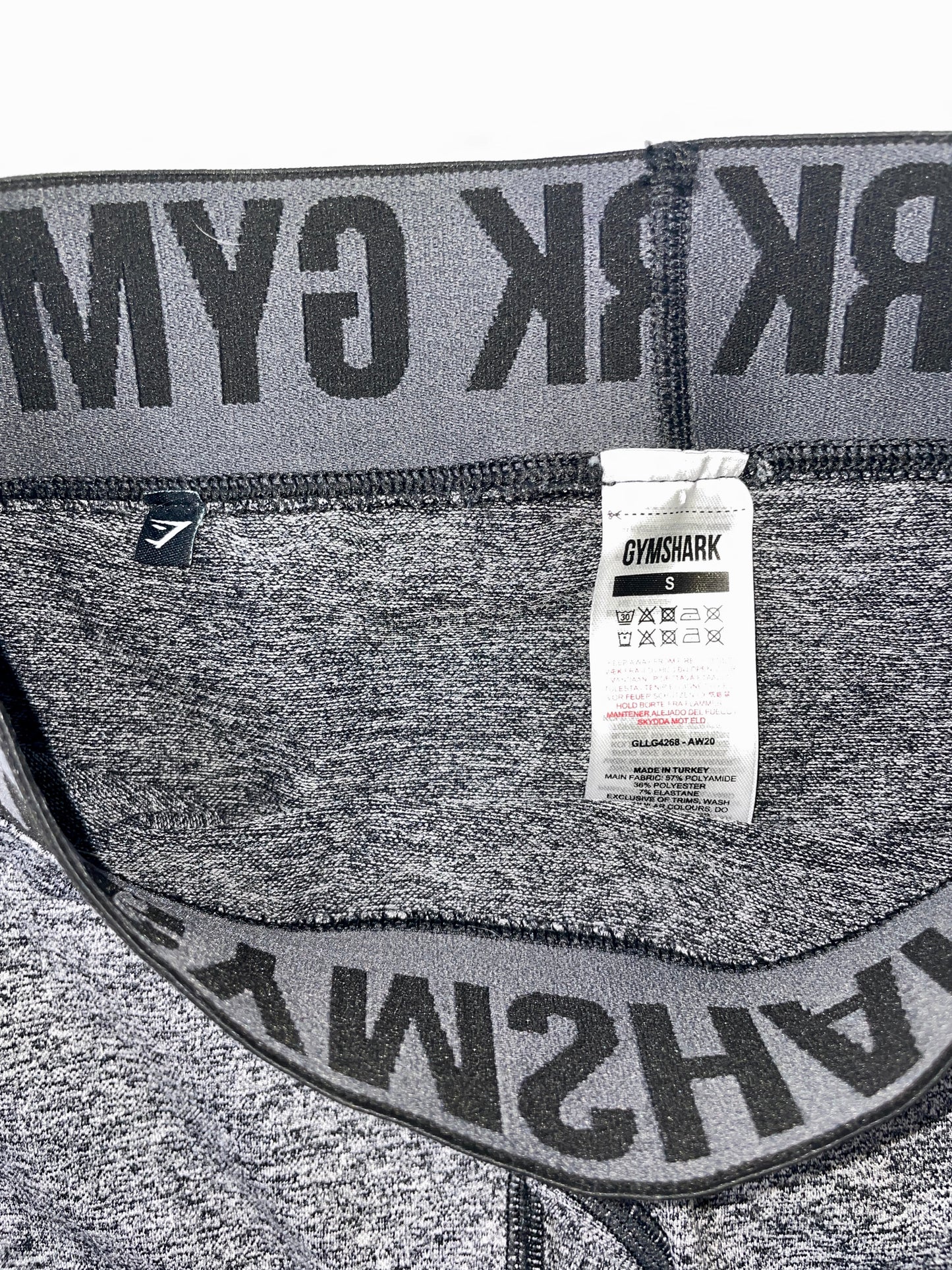 GYMSHARK Flex Low Rise Logo Leggings Black and Gray - Size S