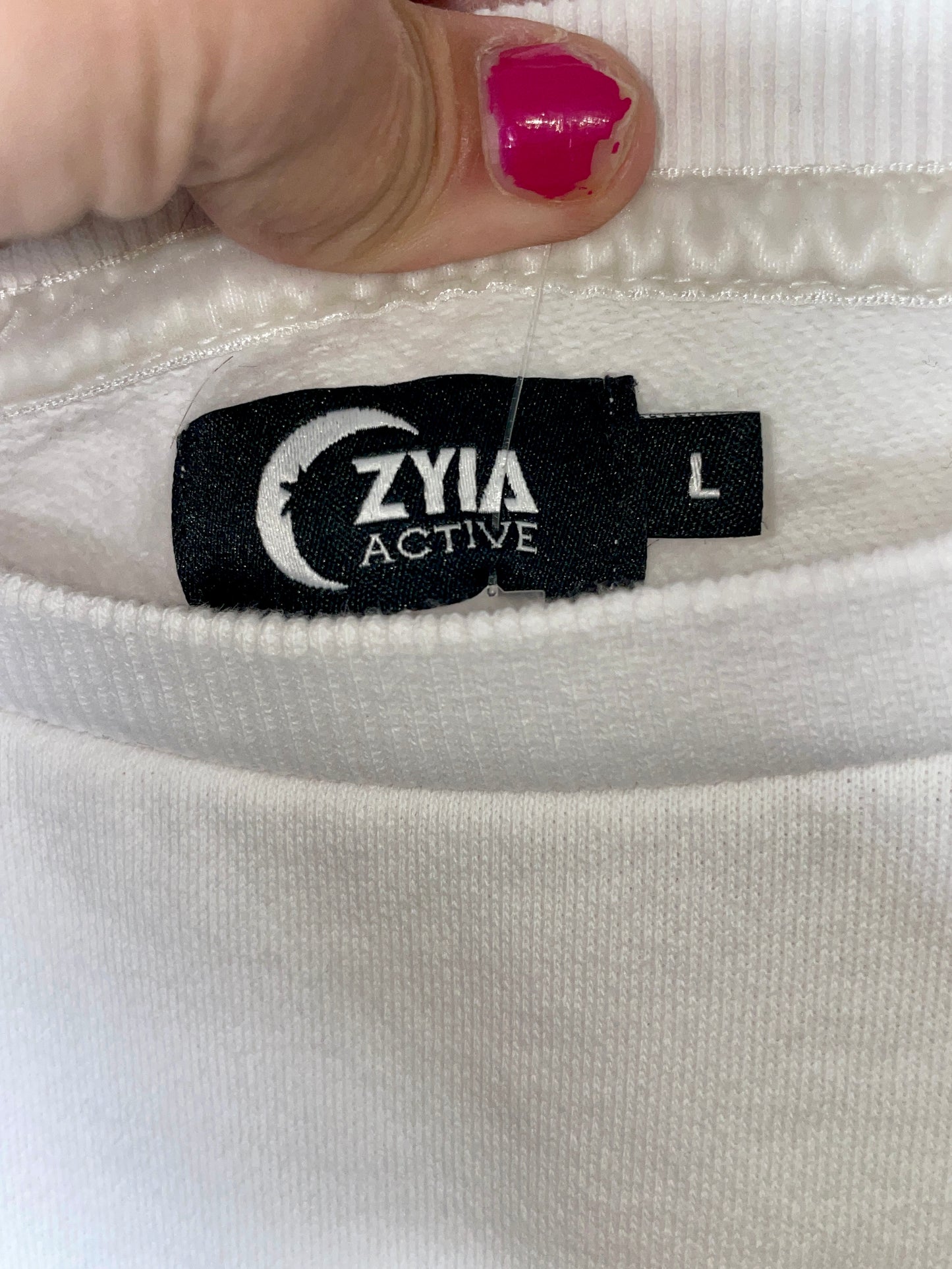 ZYIA Active Women's White Embroidered Logo Sweatshirt - Size L