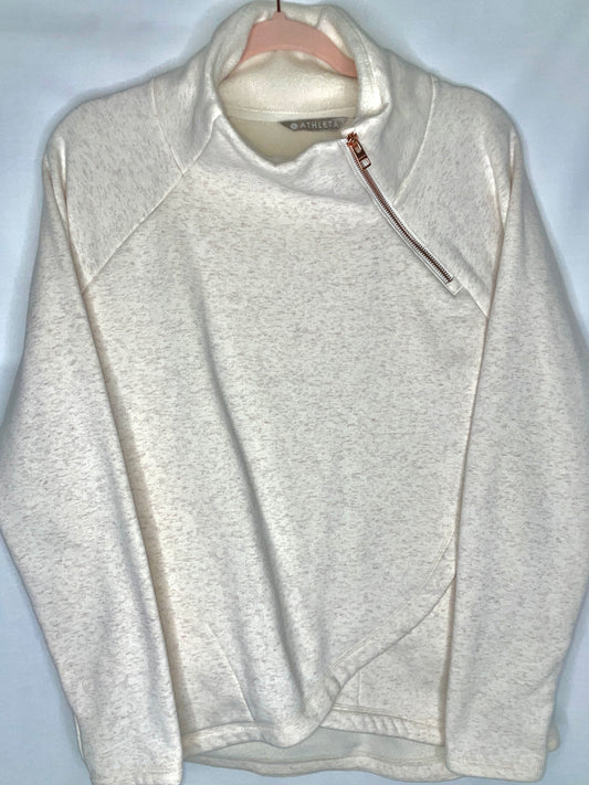 ATHLETA Cozy Karma Twist Neck Pullover Sweatshirt Rose Gold Size M