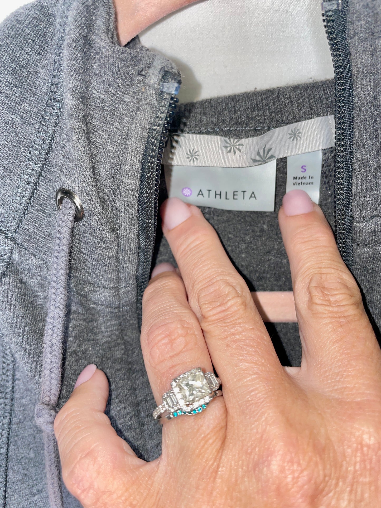 ATHLETA Polyester Cotton Full Zip Athletic Fit Hoodie Jacket Grey - Size S