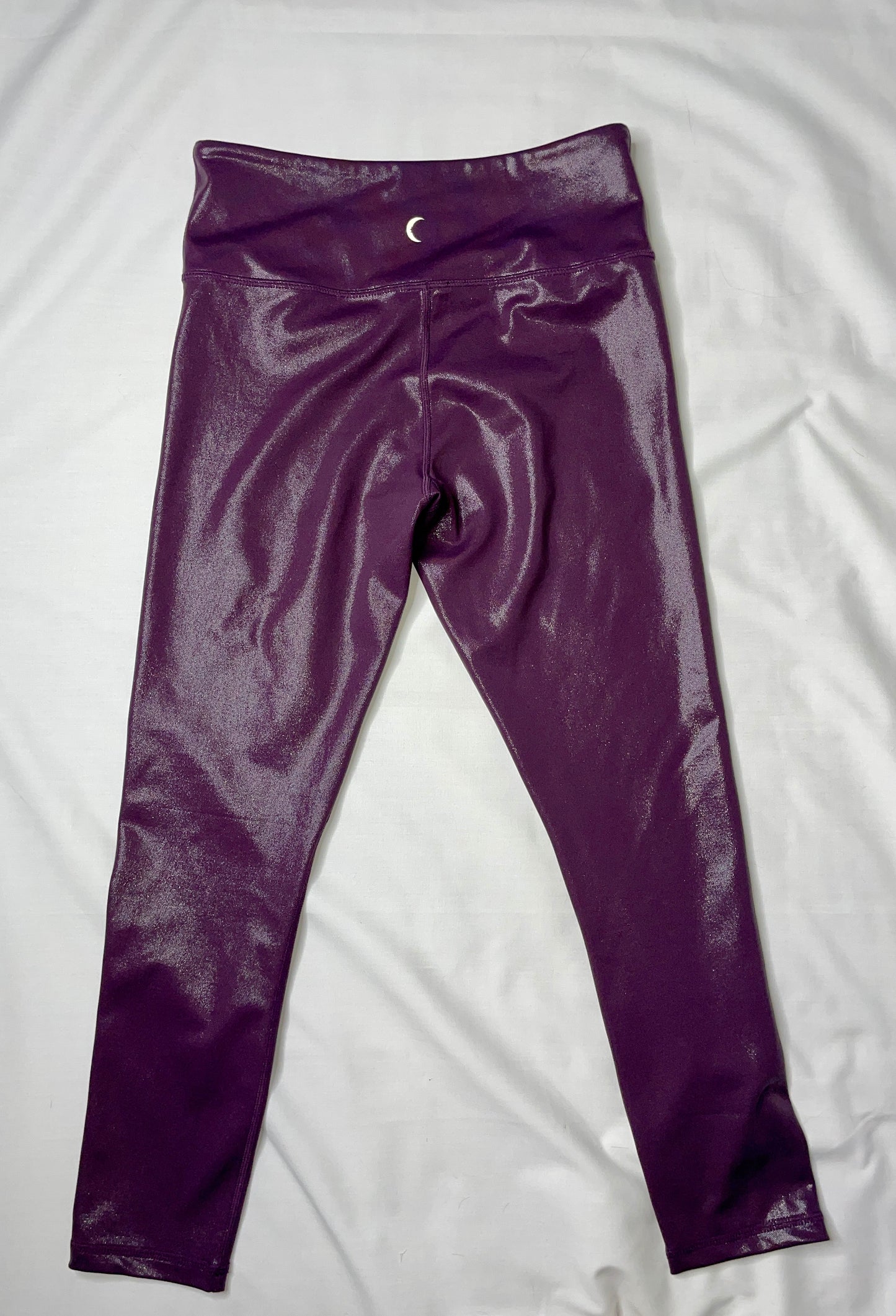 ZYIA Active Women's Metallic Plum High-Rise Crop Workout Light n Tight Leggings - Size 6-8
