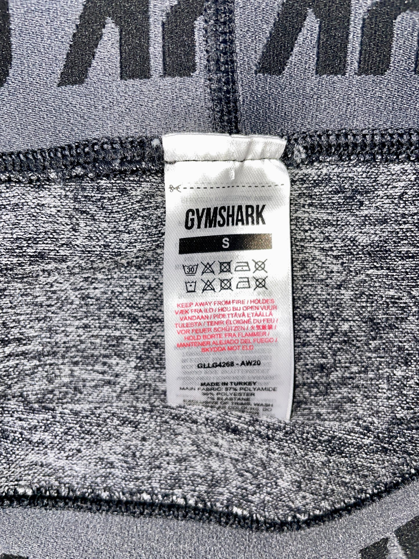 GYMSHARK Flex Low Rise Logo Leggings Black and Gray - Size S