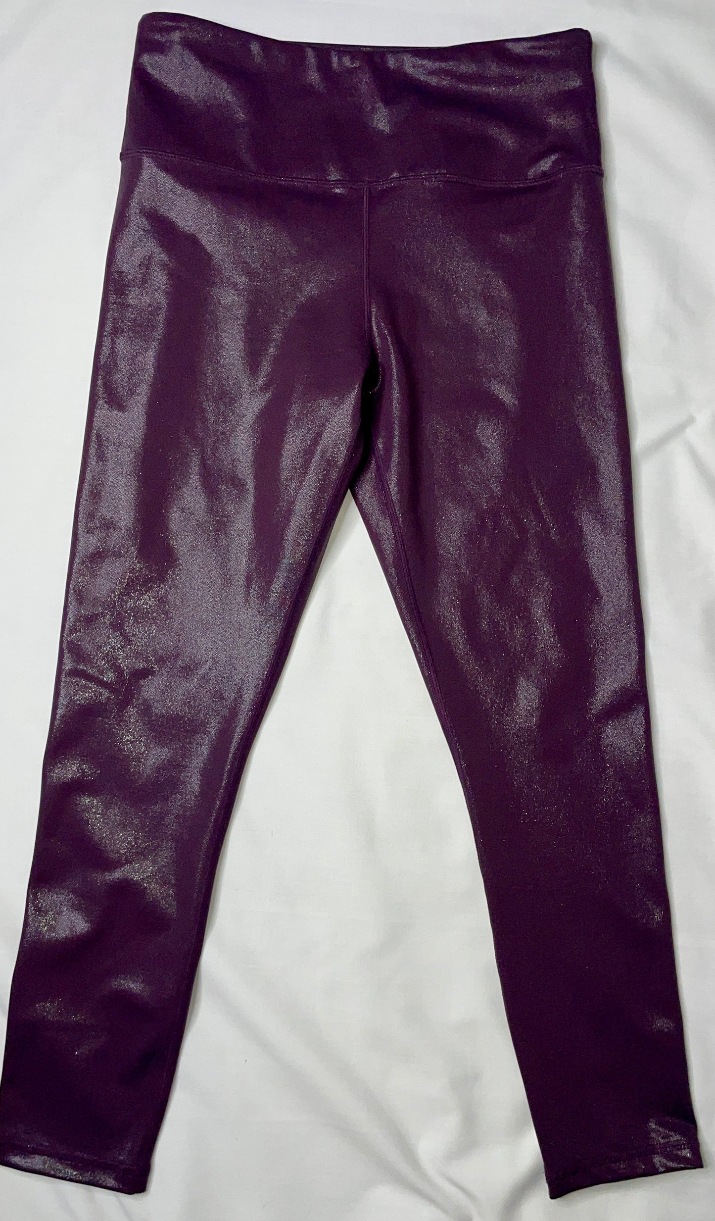ZYIA Active Women's Metallic Plum High-Rise Crop Workout Light n Tight Leggings - Size 6-8