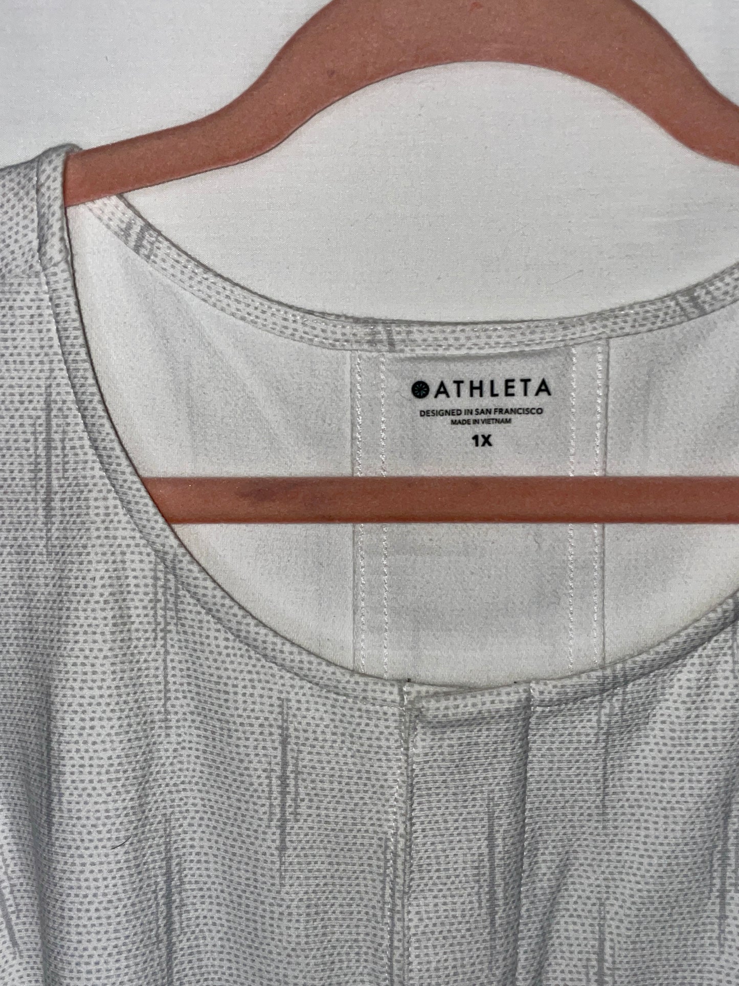 ATHLETA Farallon Printed Romper Spliced Magic Veil White/Gray Women's PLUS Size 1X