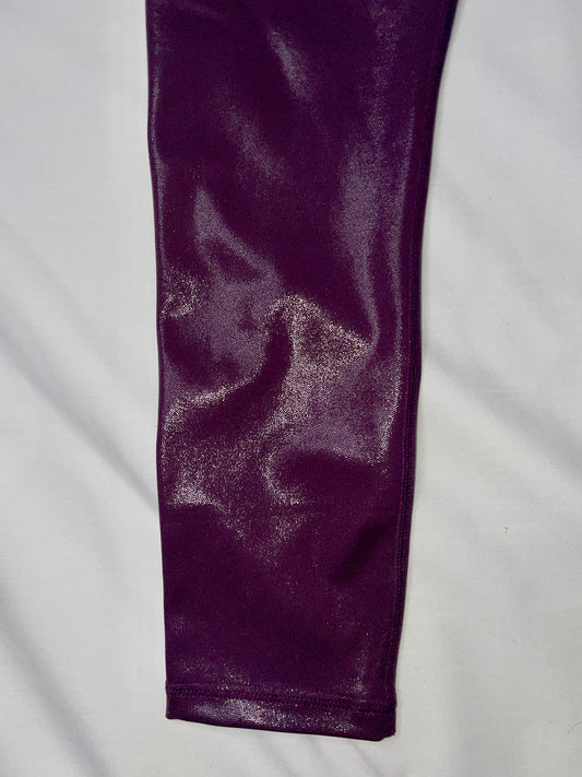 ZYIA Active Women's Metallic Plum High-Rise Crop Workout Light n Tight Leggings - Size 6-8